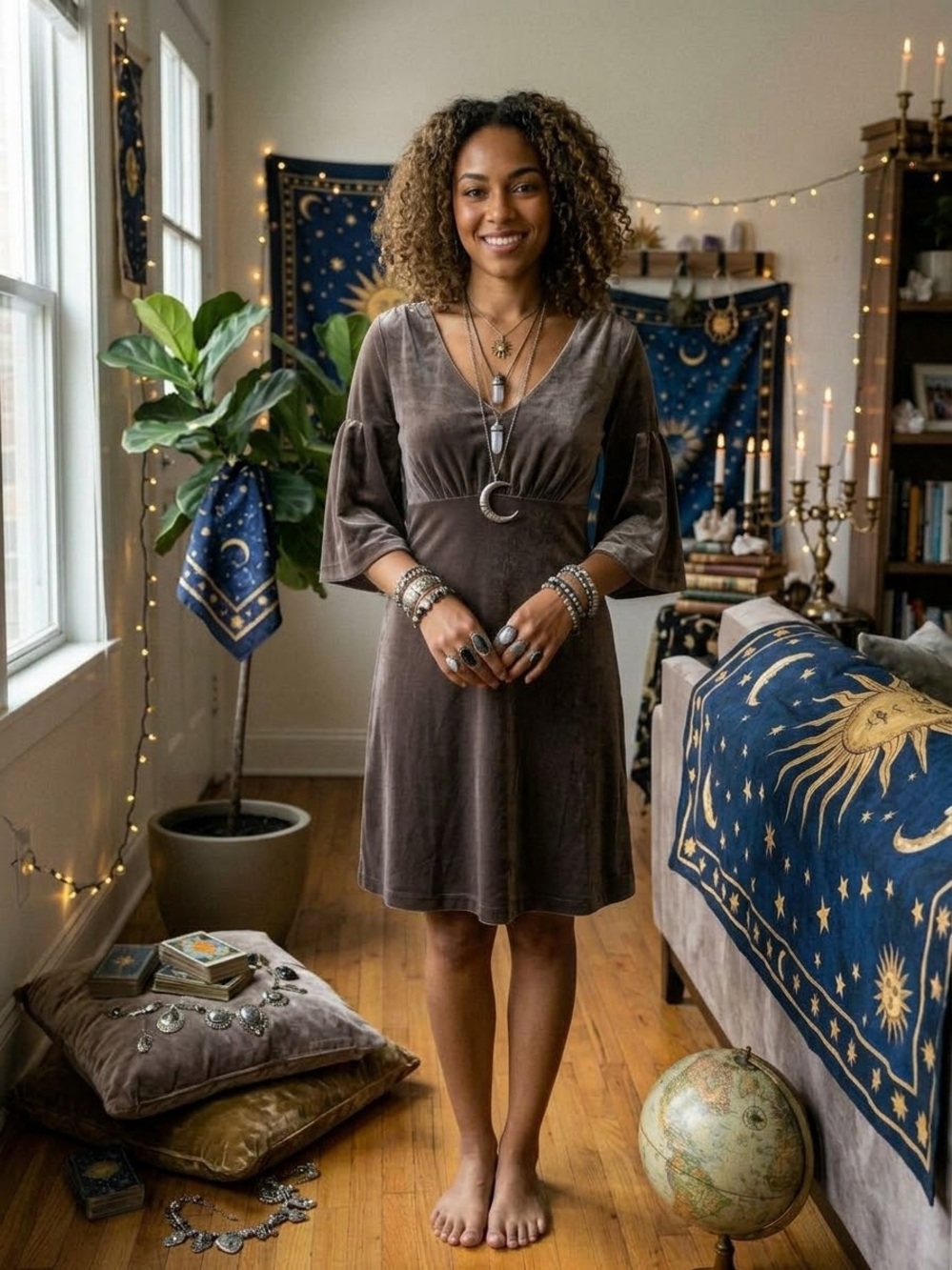 Vintage Old Navy M Whimsigoth Dark Academia Velvet Dress